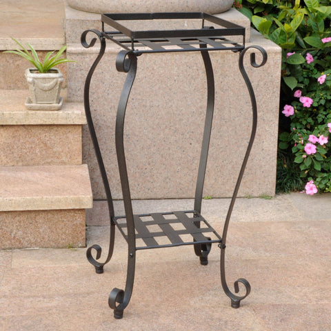 International Caravan Iron Square Plant Stand - Antique Black - Shelves & Cases