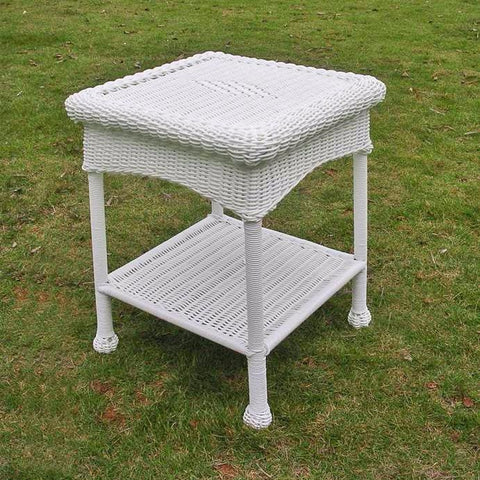 International Caravan PVC Resin and Steel Outdoor Side Table - White - Outdoor Furniture
