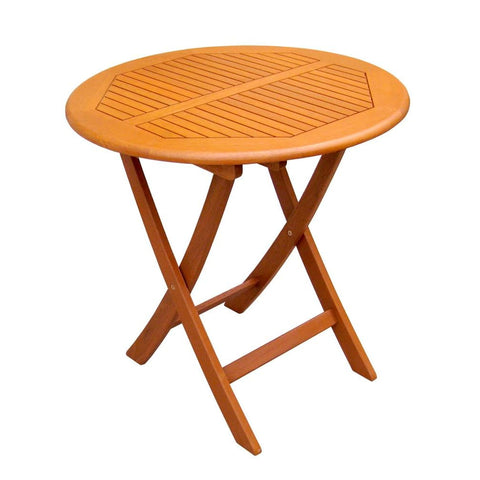 International Caravan Royal Tahiti Outdoor Wooden 28 Round Folding Table - Outdoor Furniture