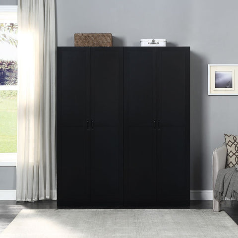 Manhattan Comfort Hopkins Storage Closet 4.0 in Black - Set of 2-Modern Room Deco
