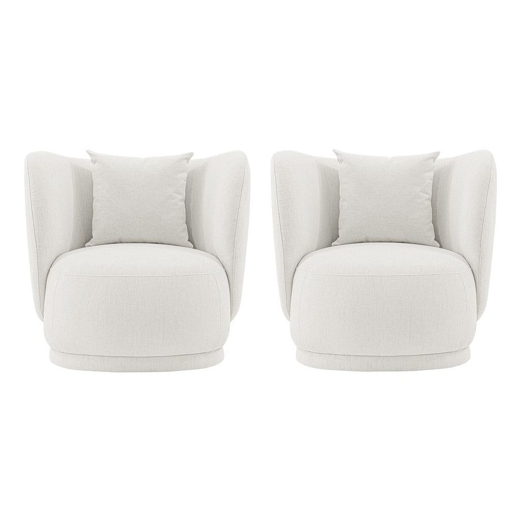 Manhattan Comfort Contemporary Siri Linen Accent Chair with Pillows in Cream - Set of 2-Modern Room Deco