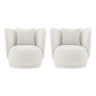 Manhattan Comfort Contemporary Siri Linen Accent Chair with Pillows in Cream - Set of 2-Modern Room Deco