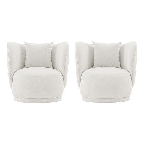 Manhattan Comfort Contemporary Siri Linen Accent Chair with Pillows in Cream - Set of 2-Modern Room Deco
