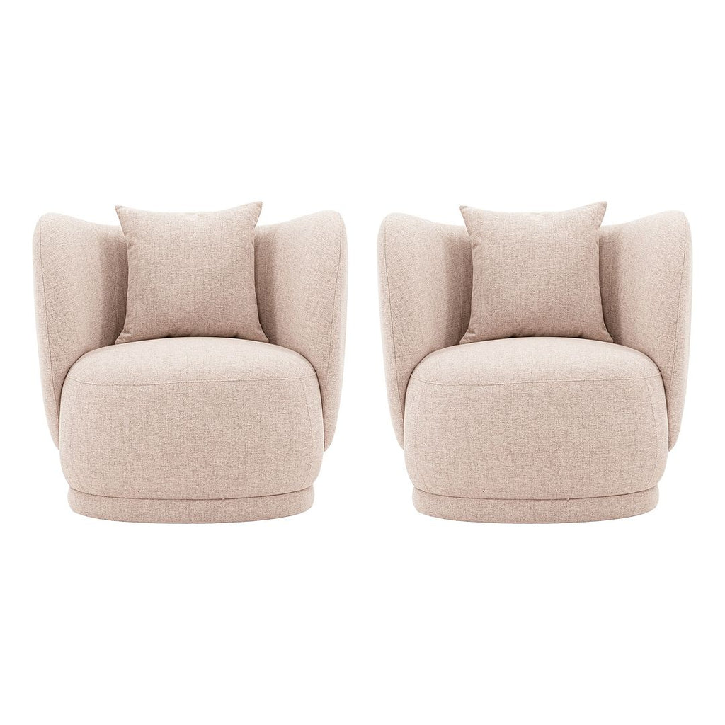 Manhattan Comfort Contemporary Siri Linen Accent Chair with Pillows in Wheat - Set of 2-Modern Room Deco