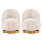 Manhattan Comfort Modern Leela Swivel Boucle Accent Chair in Cream- Set of 2-Modern Room Deco