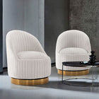 Manhattan Comfort Modern Leela Swivel Boucle Accent Chair in Cream- Set of 2