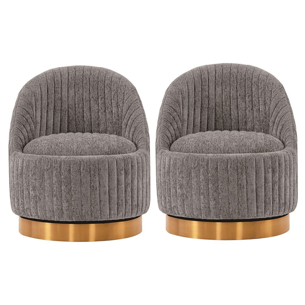 Manhattan Comfort Modern Leela Swivel Boucle Accent Chair in Grey - Set of 2-Modern Room Deco