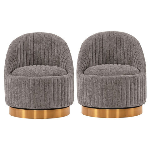 Manhattan Comfort Modern Leela Swivel Boucle Accent Chair in Grey - Set of 2-Modern Room Deco