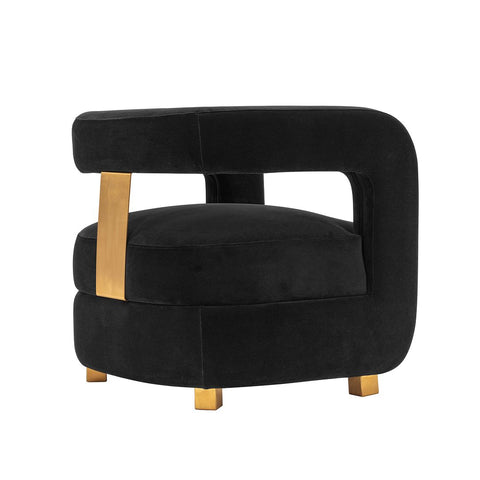 Manhattan Comfort Modern Amirah Velvet  Accent Chair in Black - Set of 2-Modern Room Deco