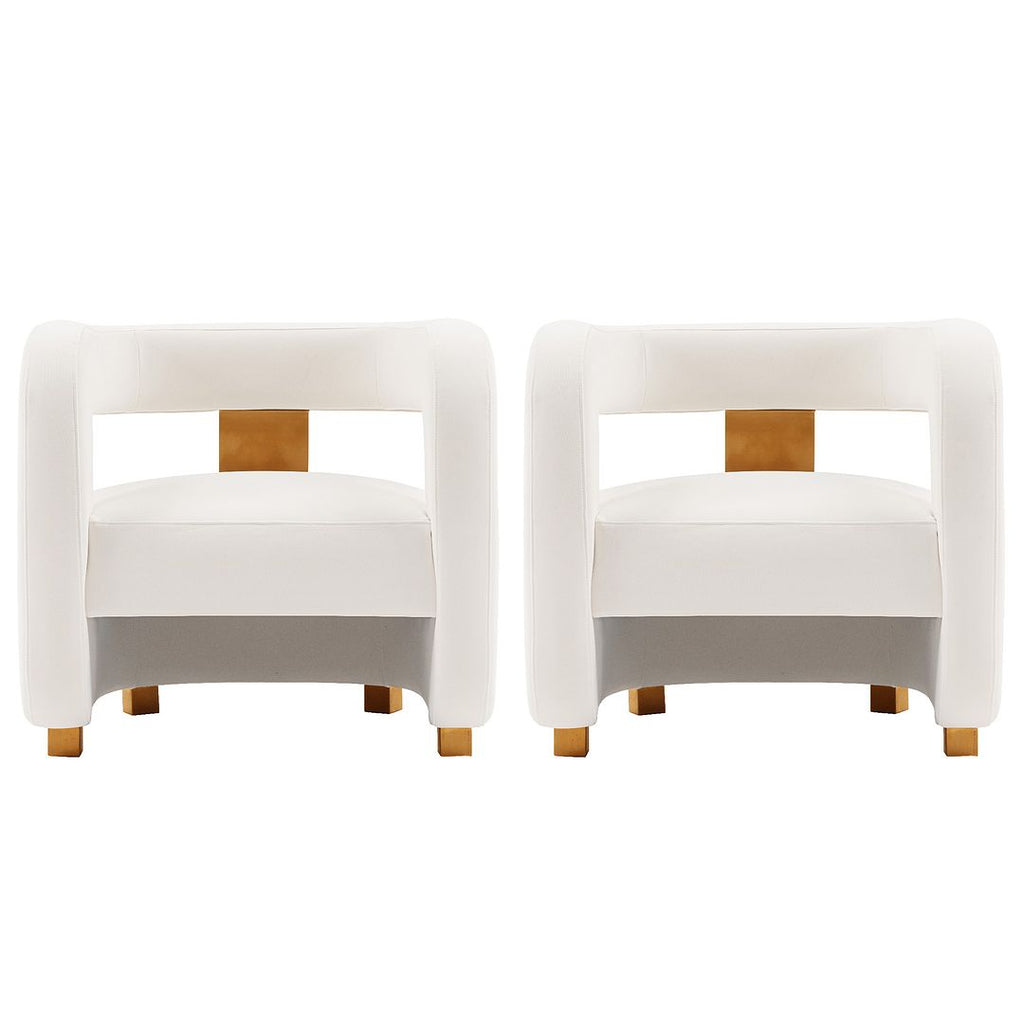 Manhattan Comfort Modern Amirah Velvet  Accent Chair in White - Set of 2-Modern Room Deco