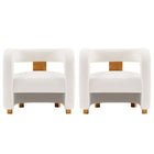 Manhattan Comfort Modern Amirah Velvet  Accent Chair in White - Set of 2-Modern Room Deco