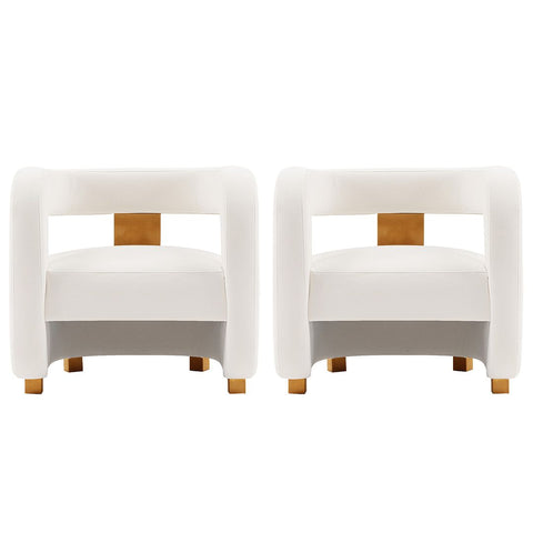 Manhattan Comfort Modern Amirah Velvet  Accent Chair in White - Set of 2-Modern Room Deco