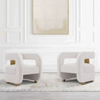 Manhattan Comfort Modern Amirah Velvet  Accent Chair in White - Set of 2