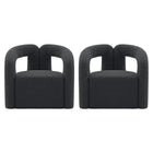 Manhattan Comfort Modern Darian Boucle Accent Chair in Black - Set of 2-Modern Room Deco