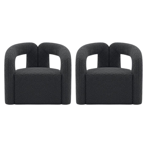 Manhattan Comfort Modern Darian Boucle Accent Chair in Black - Set of 2-Modern Room Deco