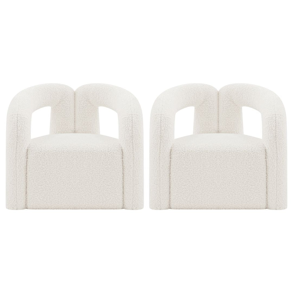 Manhattan Comfort Modern Darian Boucle Accent Chair in Cream - Set of 2-Modern Room Deco