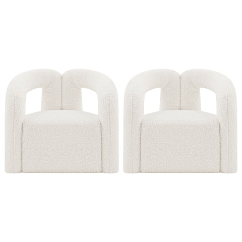 Manhattan Comfort Modern Darian Boucle Accent Chair in Cream - Set of 2-Modern Room Deco