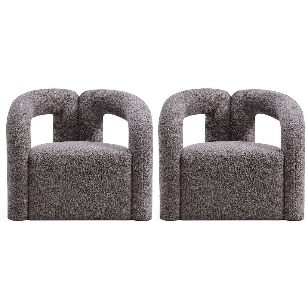 Manhattan Comfort Modern Darian Boucle Accent Chair in Grey - Set of 2-Modern Room Deco