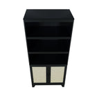 Manhattan Comfort Sheridan Modern Cane Bookcase with Adjustable Shelves in Black - Set of 2