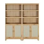 Manhattan Comfort Sheridan Modern Cane Bookcase with Adjustable Shelves in Nature - Set of 2-Modern Room Deco