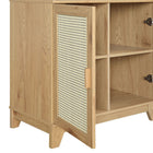 Manhattan Comfort Sheridan Modern Cane Bookcase with Adjustable Shelves in Nature - Set of 2