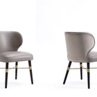 Manhattan Comfort Modern Strine Dining Chair Upholstered in Velvet and Leatherette with Solid Wood Legs in Dark Taupe - Set of 2-Modern Room Deco