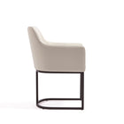 Manhattan Comfort Modern Serena Dining Armchair Upholstered in Leatherette with Steel Legs in Cream - Set of 2