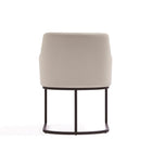 Manhattan Comfort Modern Serena Dining Armchair Upholstered in Leatherette with Steel Legs in Cream - Set of 2