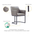 Manhattan Comfort Modern Serena Dining Armchair Upholstered in Leatherette with Steel Legs in Grey - Set of 2