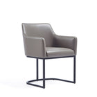 Manhattan Comfort Modern Serena Dining Armchair Upholstered in Leatherette with Steel Legs in Grey - Set of 2