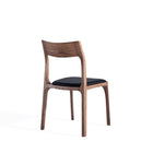 Manhattan Comfort Modern Moderno Stackable Dining Chair Upholstered in Leatherette with Solid Wood Frame in Walnut and Black- Set of 2