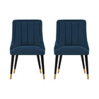 Manhattan Comfort Modern Eda Velvet Dining Chair in Midnight Blue- Set of 2-Modern Room Deco