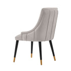 Manhattan Comfort Modern Eda Velvet and Leatherette Dining Chair in Grey- Set of 2