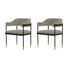 Manhattan Comfort Modern Lia Boucle Dining Armchair in Stone - Set of 2-Modern Room Deco