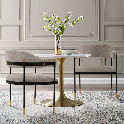 Manhattan Comfort Modern Lia Boucle Dining Armchair in Stone - Set of 2-Modern Room Deco
