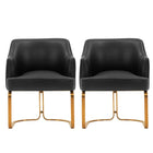 Manhattan Comfort Modern Edra Leatherette  Dining Armchair in Black - Set of 2-Modern Room Deco
