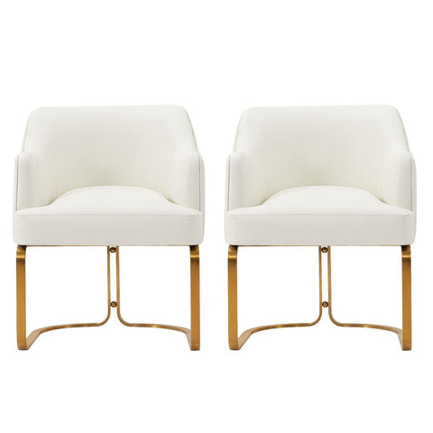 Manhattan Comfort Modern Edra Leatherette  Dining Armchair in Cream - Set of 2-Modern Room Deco