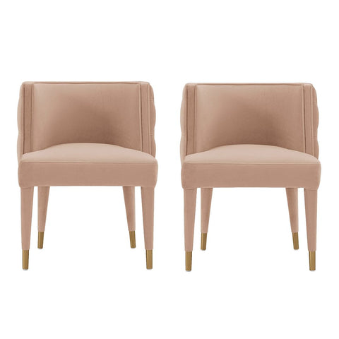 Manhattan Comfort Modern Maya Tufted Velvet Dining Chair in Nude  - Set of 2-Modern Room Deco