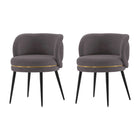 Manhattan Comfort Modern Kaya Pleated Velvet Dining Chair in Grey - Set of 2-Modern Room Deco