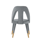 Manhattan Comfort Modern Neda Velvet  Dining Chair in Grey - Set of 2