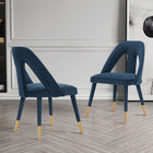 Manhattan Comfort Modern Neda Velvet  Dining Chair in Midnight Blue - Set of 2