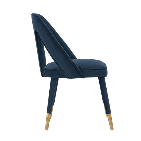 Manhattan Comfort Modern Neda Velvet  Dining Chair in Midnight Blue - Set of 2-Modern Room Deco