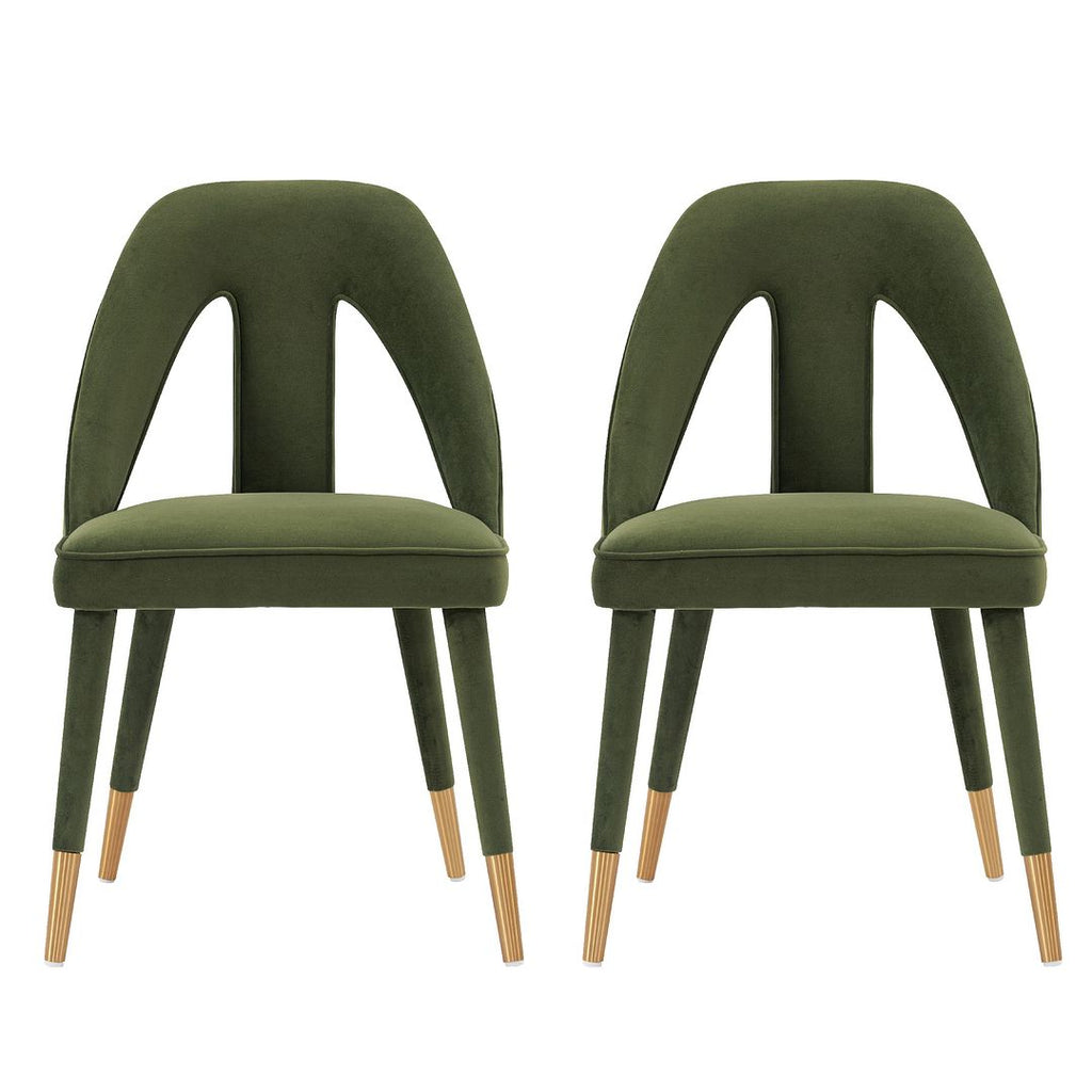 Manhattan Comfort Modern Neda Velvet  Dining Chair in Olive Green - Set of 2-Modern Room Deco