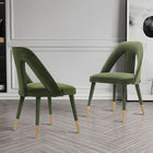 Manhattan Comfort Modern Neda Velvet  Dining Chair in Olive Green - Set of 2