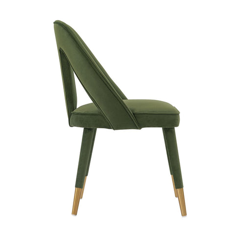 Manhattan Comfort Modern Neda Velvet  Dining Chair in Olive Green - Set of 2-Modern Room Deco