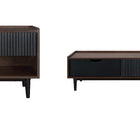 Manhattan Comfort Duane Modern Ribbed End Table and Coffee Table in Dark Brown and Black-Modern Room Deco