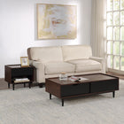 Manhattan Comfort Duane Modern Ribbed End Table and Coffee Table in Dark Brown and Black