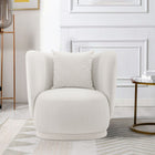 Manhattan Comfort Contemporary Siri Sofa and Accent Chair Set with Pillows in Cream