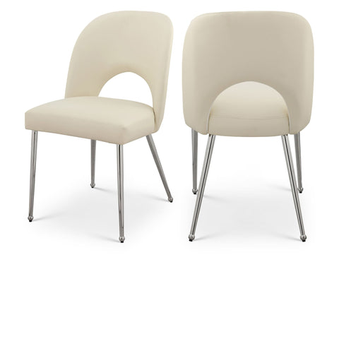 Meridian Furniture Logan Faux Leather Dining Chair - Cream - Dining Chairs