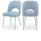 Meridian Furniture Logan Faux Leather Dining Chair - Light Blue - Dining Chairs